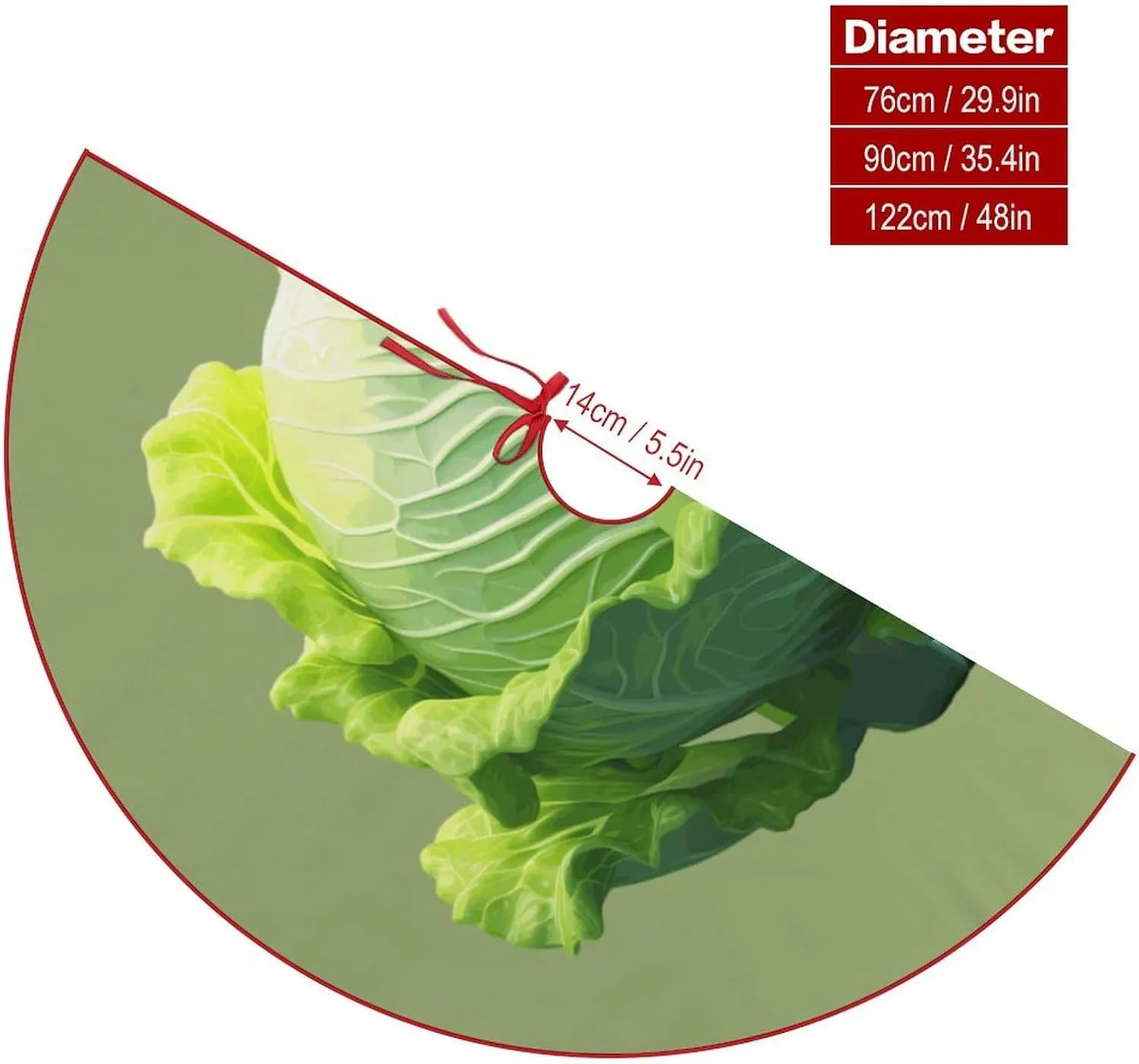 Cabbage Christmas Tree Skirt Xmas Tree Mat for Christmas Holiday Party Decorations 48"x48"
