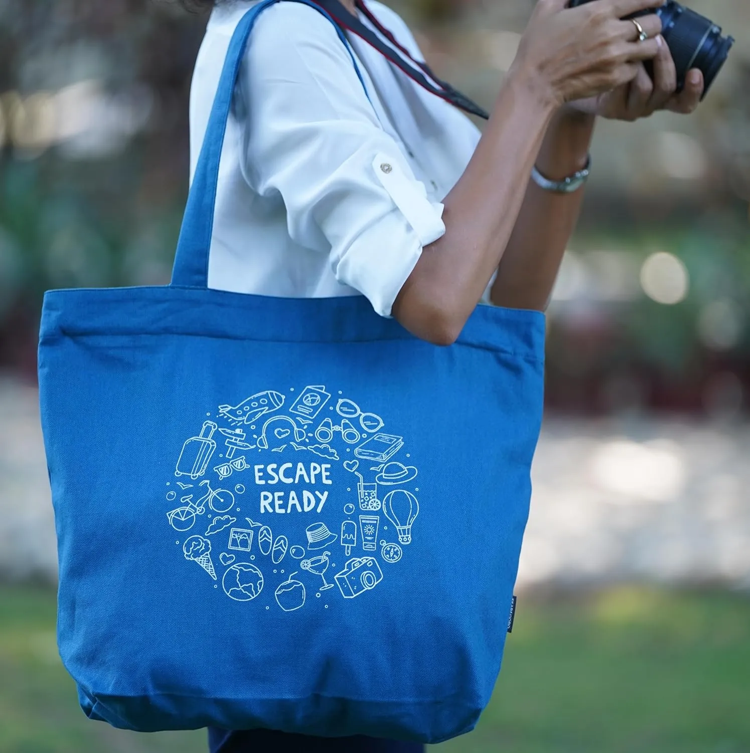 Canvas Big Zip Printed Handbag Tote, Cotton, Inner Pocket, Ecofriendly Bags for Women, Shopping Bag, Easy to Wash