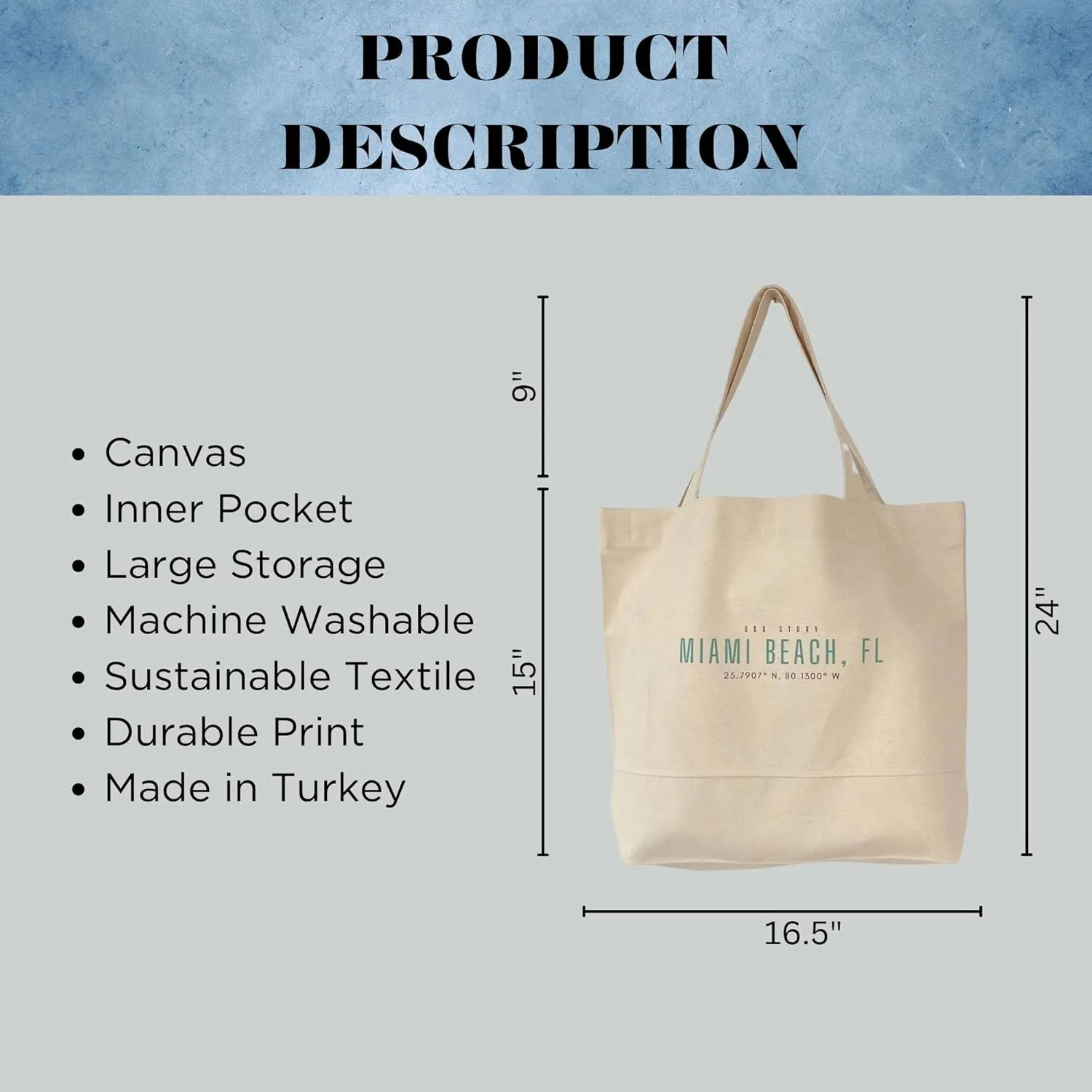 Canvas Tote Bag for Women, Large Tote Bag Aesthetic, Shoulder Tote Bag with Inner Pocket, Reusable Grocery Bag