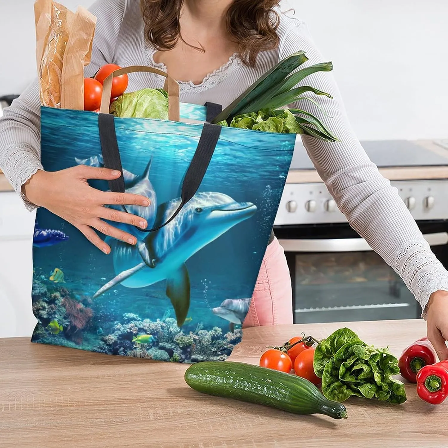 Canvas Tote Bag Large Women Casual Shoulder Bag Handbag Reusable Beach Shopping Grocery Bag For Outdoors