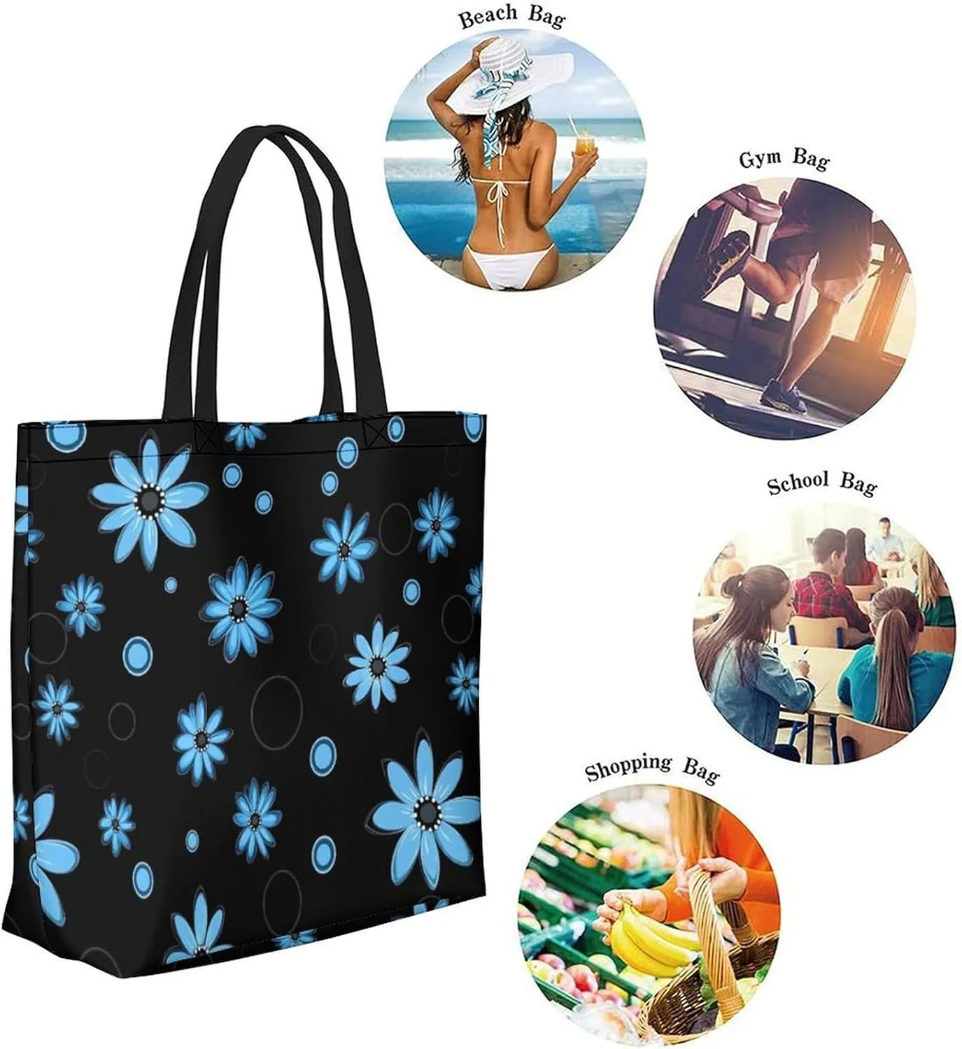Canvas Tote Bag Large Women Casual Shoulder Bag Handbag Reusable Beach Shopping Grocery Bag For Outdoors