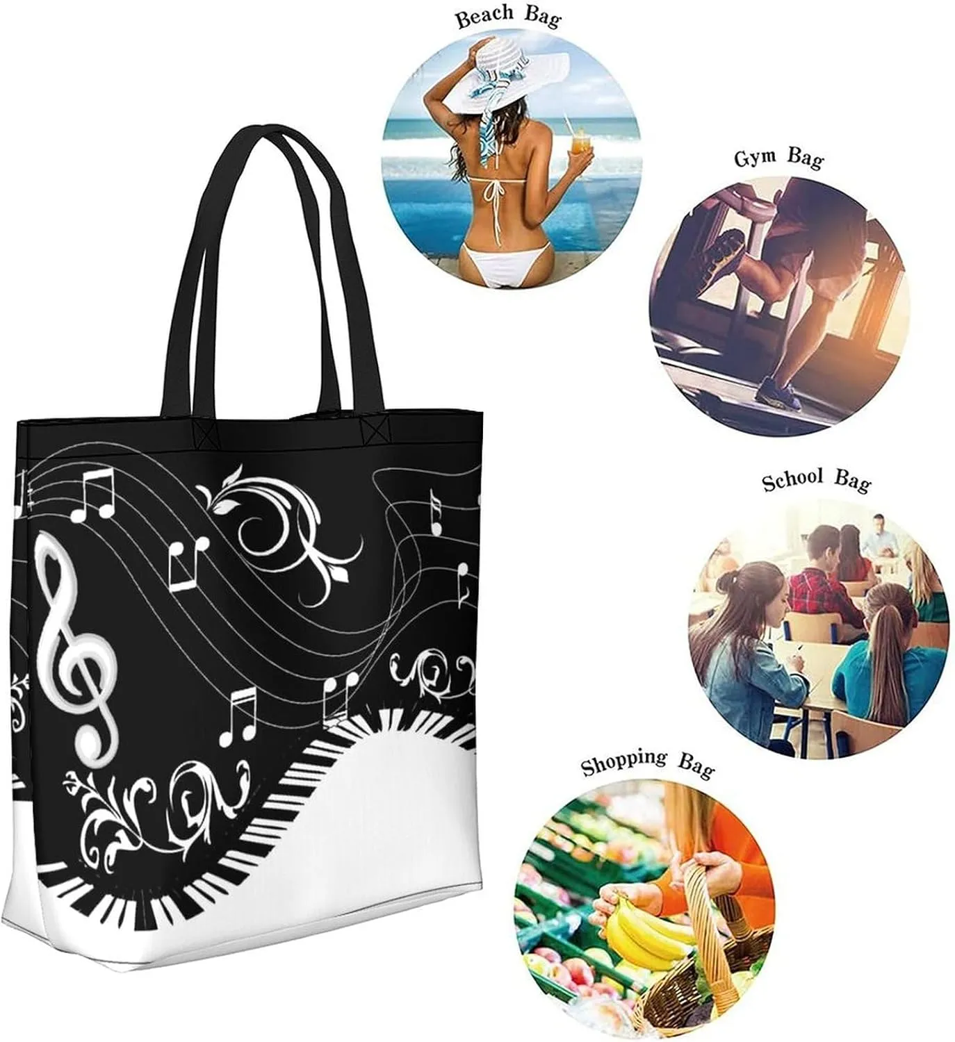 Canvas Tote Bag Large Women Casual Shoulder Bag Handbag Reusable Beach Shopping Grocery Bag For Outdoors