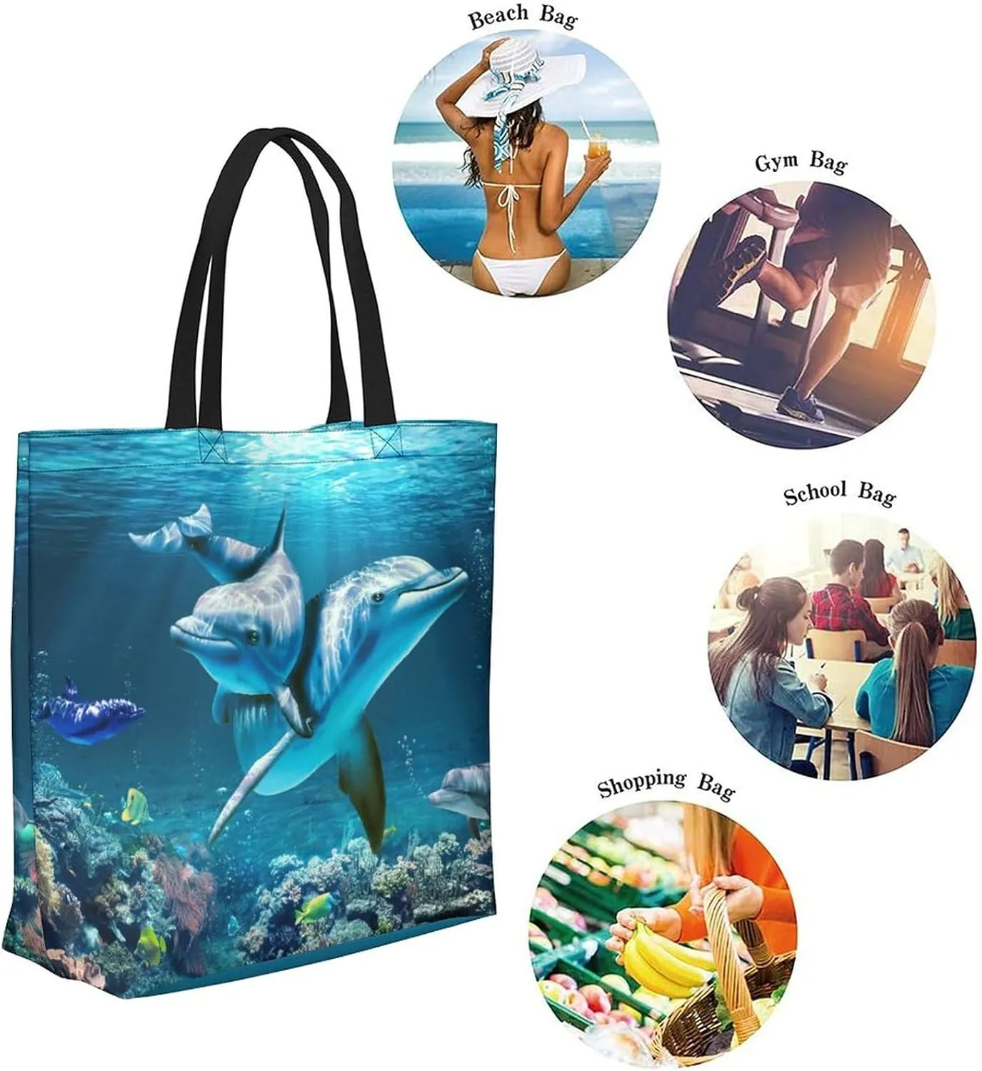Canvas Tote Bag Large Women Casual Shoulder Bag Handbag Reusable Beach Shopping Grocery Bag For Outdoors