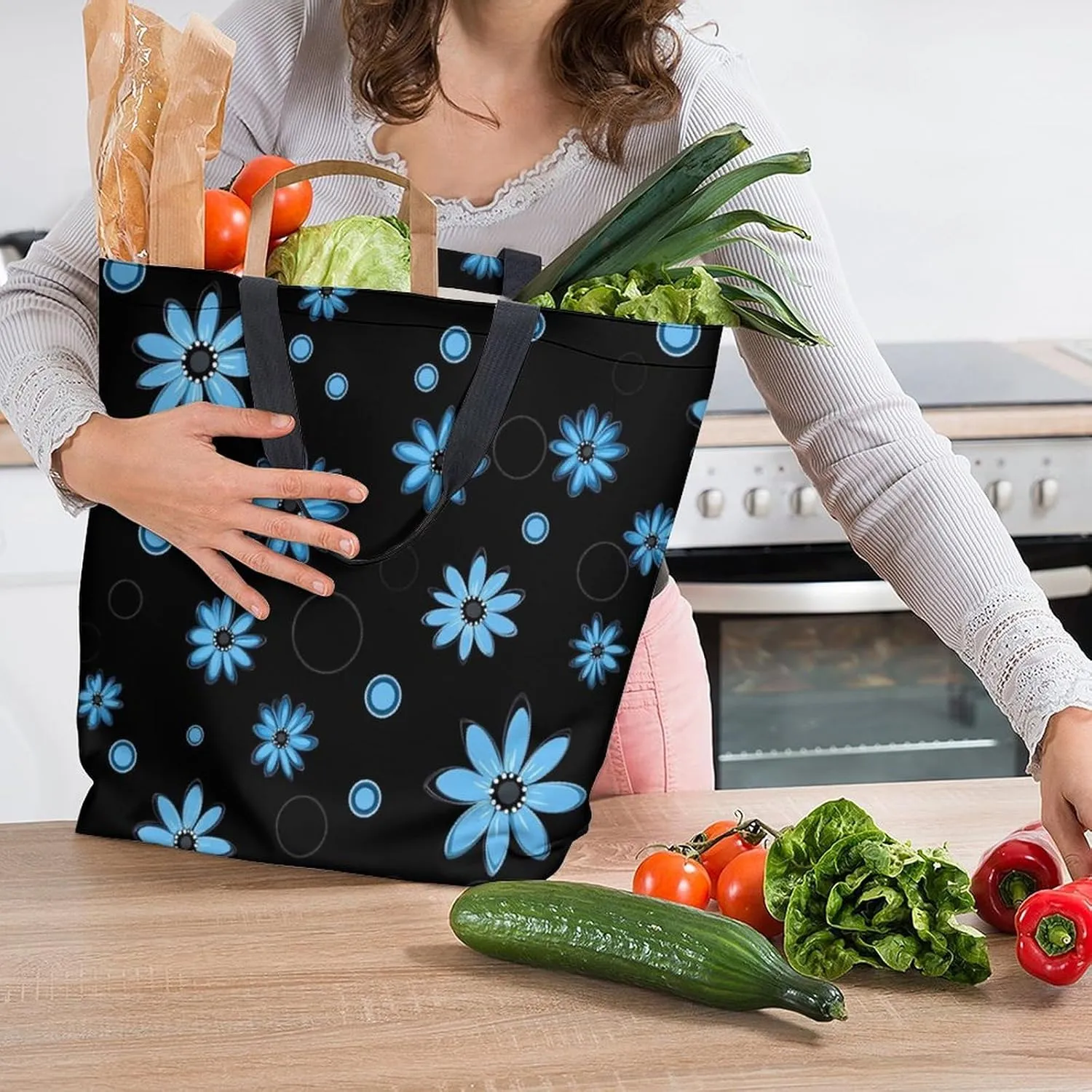 Canvas Tote Bag Large Women Casual Shoulder Bag Handbag Reusable Beach Shopping Grocery Bag For Outdoors
