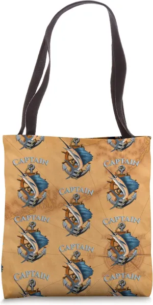 Captain Swordfish Marlin Sailfish Deep Sea Fishing Anchor Tote Bag