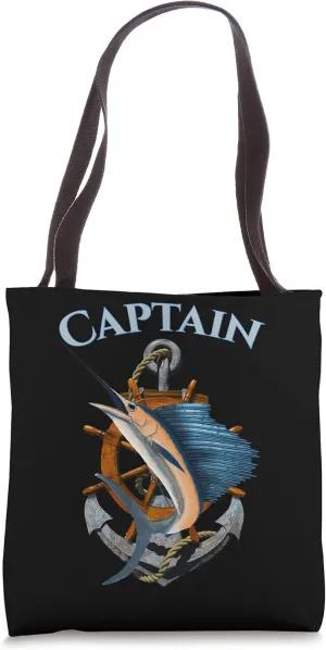 Captain Swordfish Marlin Sailfish Deep Sea Fishing Anchor Tote Bag