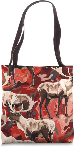 Caribou Expressionism Animal Wildlife Pattern Art Print Tote Bag