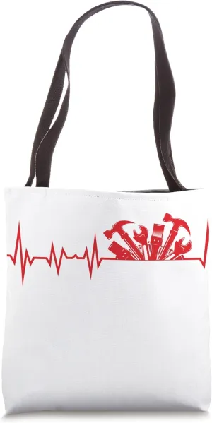 Carpenter Heartbeat Gag Graphic Print Tee for Woodworking Lo Tote Bag