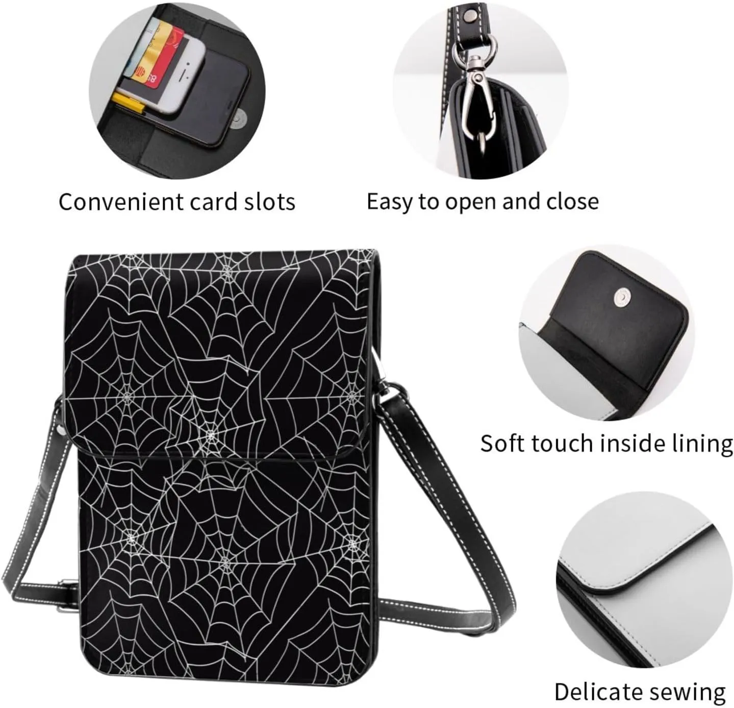 Carton Thunders Leather Crossbody Phone Purse for Women Cute Wallet Bags Lightweight Mini Sling Bag