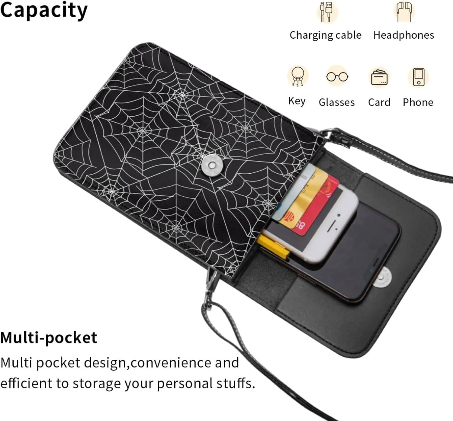 Carton Thunders Leather Crossbody Phone Purse for Women Cute Wallet Bags Lightweight Mini Sling Bag