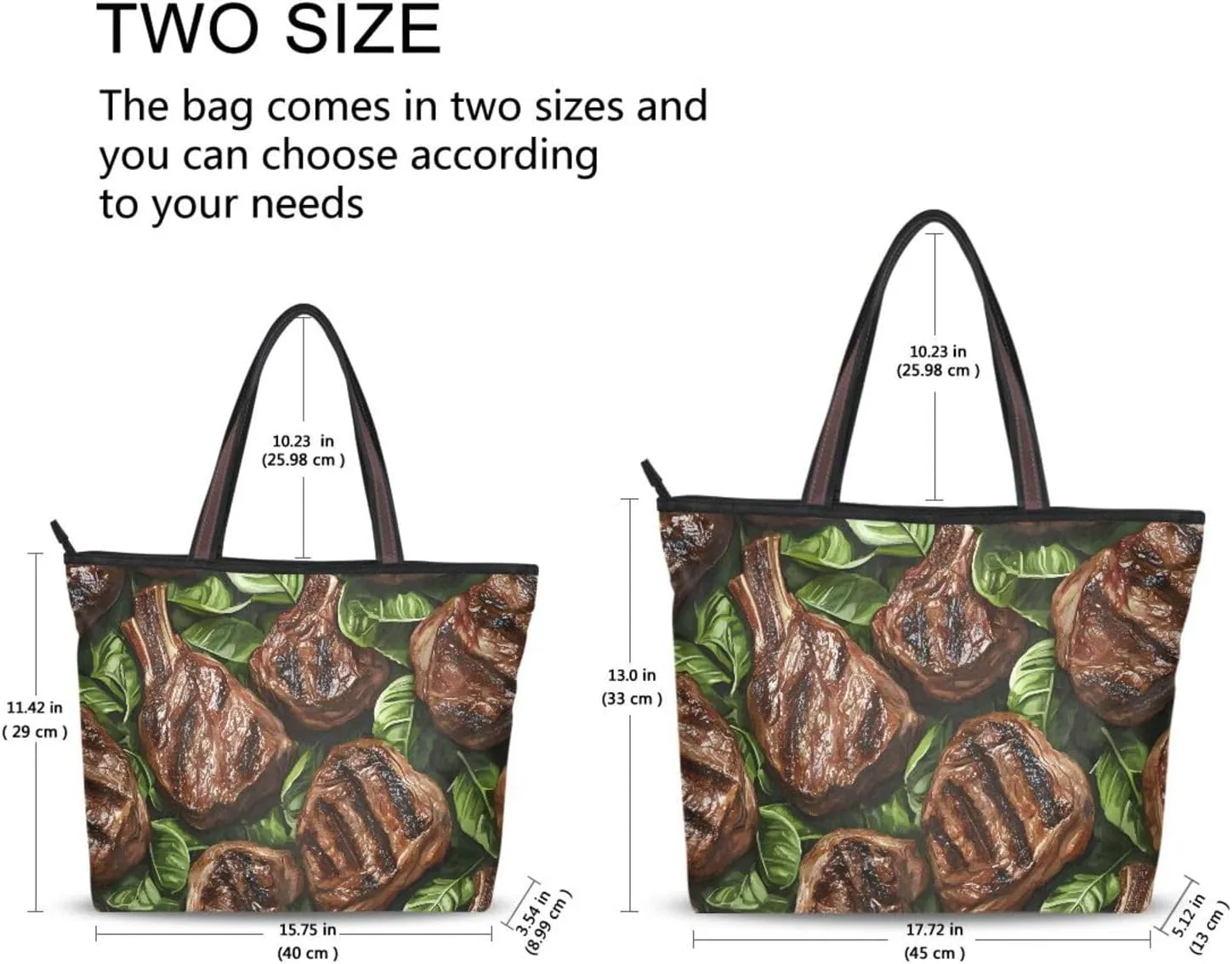 Cartoon Beef Women Tote Bag Purse Reusable Grocery Handbag Bags with Zipper Large