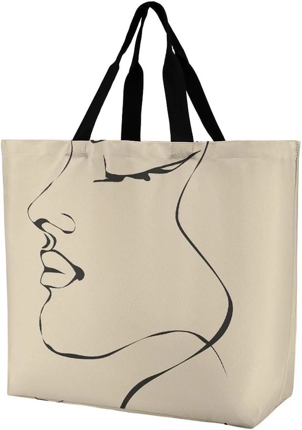 Casual Large-capacity Shoulder Bags,Female Facial Lines Print Reusable Shopping Bags,multi-function Large Shopping Bag