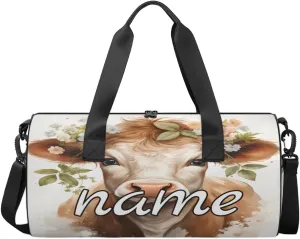 Cattle Print Personalized Dance Bags, Cattle Print Custom Sport Duffel Bag Travel Duffle Bag Overnight Weekender Bag