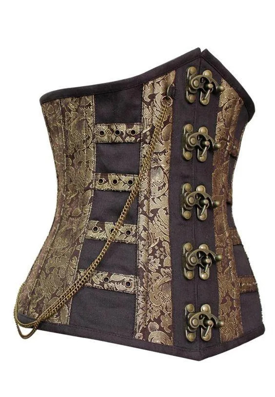 Chavil Gold Brocade Steel Boned Underbust Corset