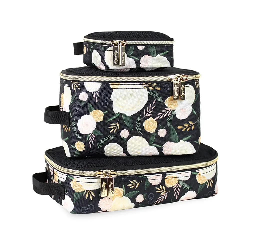 Chelsea   Cole for Itzy Ritzy Packing Cubes – Set of 3 Floral Packing Cubes or Travel Organizers; Each Cube Features a Mesh Top, Double Zippers and a Fabric Handle; Floral