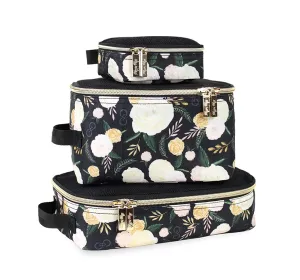 Chelsea   Cole for Itzy Ritzy Packing Cubes – Set of 3 Floral Packing Cubes or Travel Organizers; Each Cube Features a Mesh Top, Double Zippers and a Fabric Handle; Floral