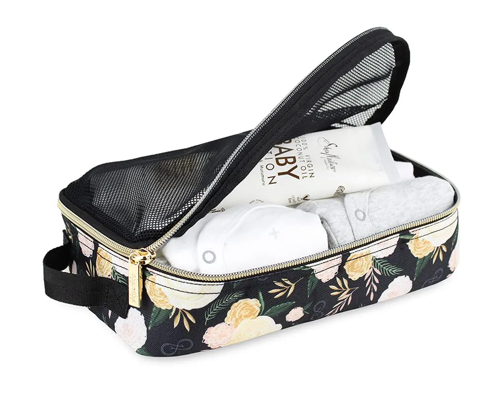 Chelsea   Cole for Itzy Ritzy Packing Cubes – Set of 3 Floral Packing Cubes or Travel Organizers; Each Cube Features a Mesh Top, Double Zippers and a Fabric Handle; Floral