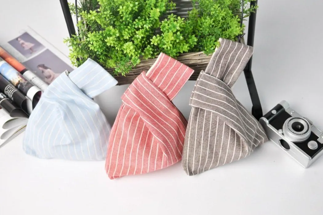 Chezi Women's Stripes Pattern Knot Bag Small Size