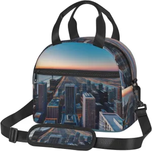 Chicago Illinois Usa 1 Print Lunch Bag Adult Lunch Box for Women and Men with Adjustable Shoulder Adult Tote Bags