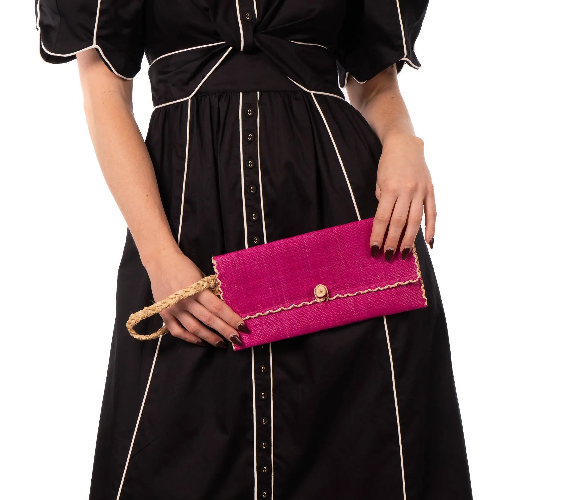 ChiChi Straw Clutch Wristlet Bag: Teal