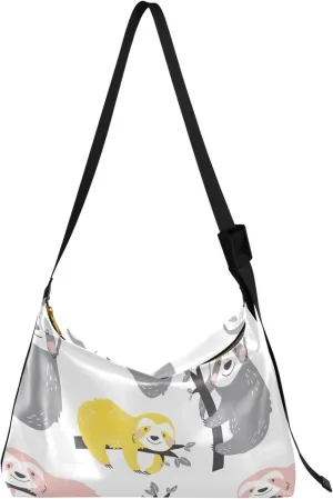 Childish Cute Sloth Creative Lady Leather Purses Hobo Large Crossbody Bags Animal Print Womens Everyday Purse