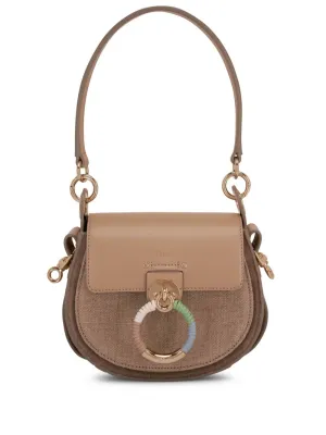 Chloé Tess Ring-Embellished Shoulder Bag Argyle Brown