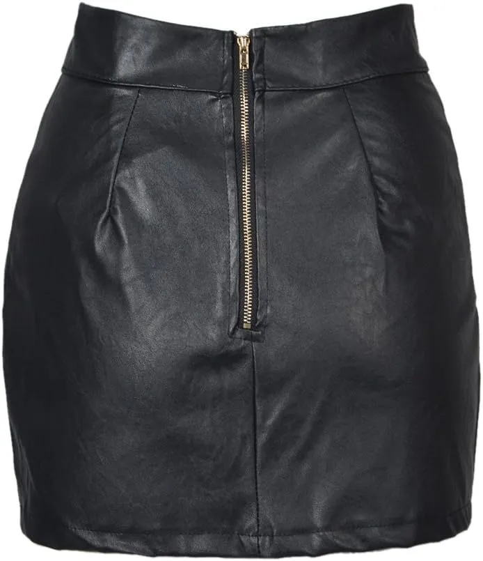 Choies Women Feather Mid Waist Black Mini A-line Skirt