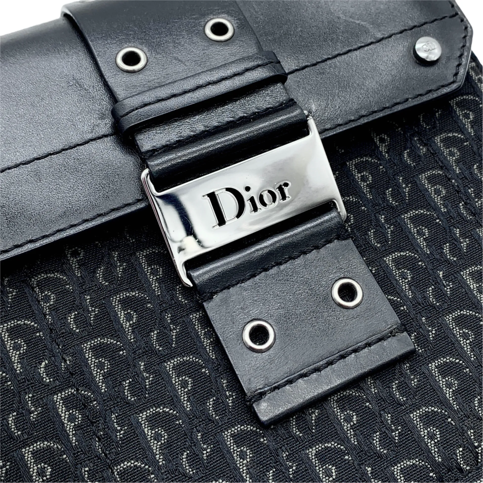 Christian Dior Columbus Trotter Mini Boston 20Cm Navy Canvas Ghw
