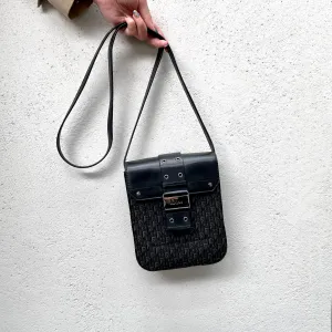 Christian Dior Columbus Trotter Mini Boston 20Cm Navy Canvas Ghw