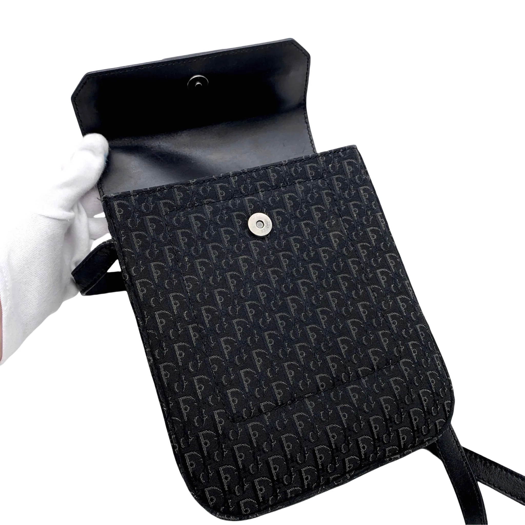 Christian Dior Columbus Trotter Mini Boston 20Cm Navy Canvas Ghw