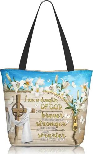 Christian Gifts Reusable Shopping Tote Bag Zippered Inspirational Tote Bags for Women Scripture Bible Verse Shoulder Bag Religious Gift Perfect for Church Work Travel Groceries Books