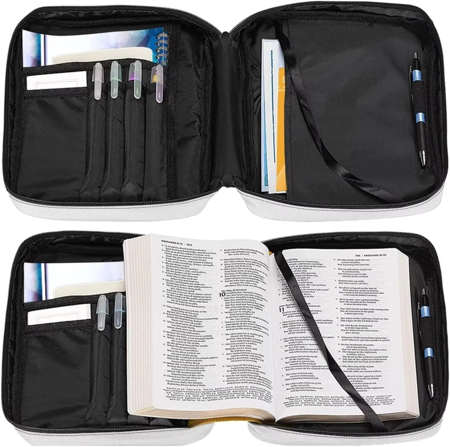 Christian Print Bible Cover,Polyester Bible Case for Women,Cross Floral Bible Bag Bible Case with Shoulder Strap