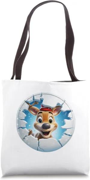 Christmas Break Through - Reindeer - Funny Holiday Season Tote Bag