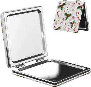 Christmas Candy Cane Women Mini Cosmetic Mirror Folding Portable Pocket Makeup Mirror