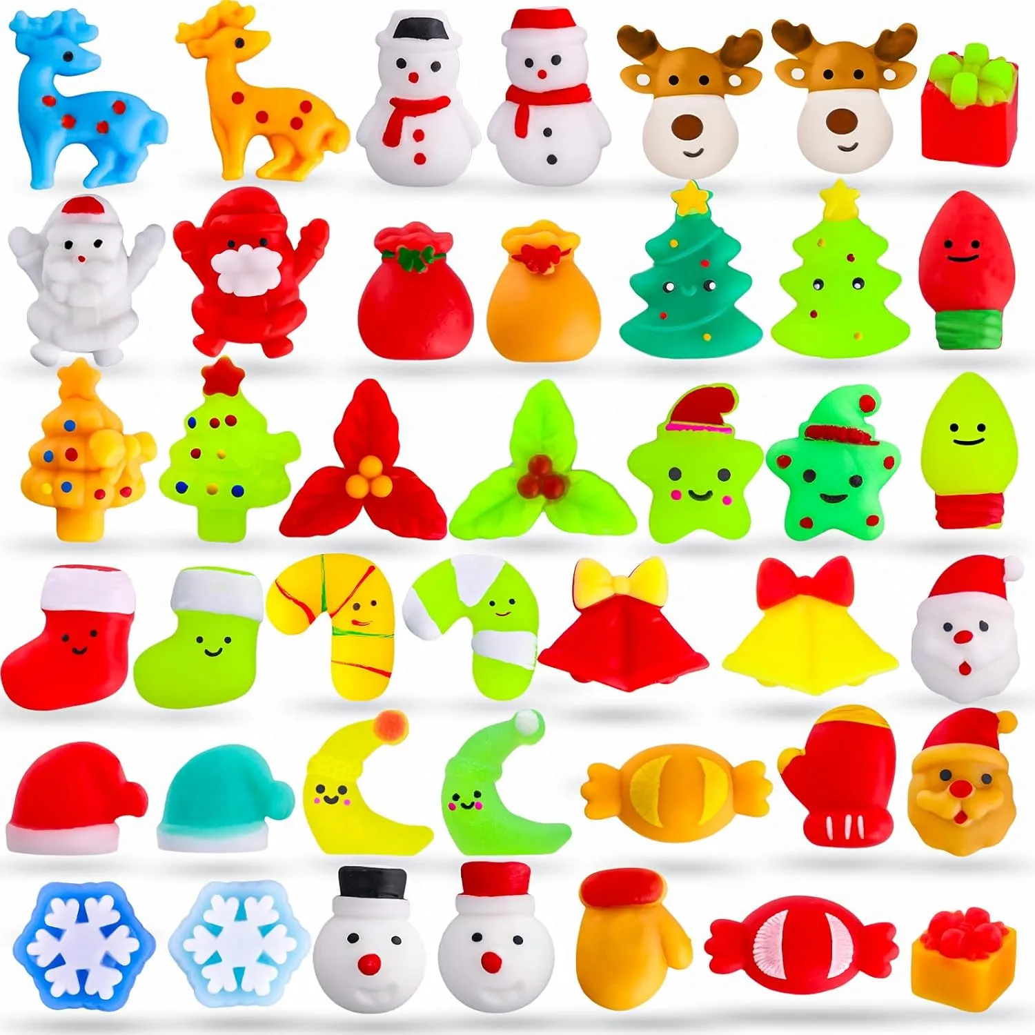Christmas Goodie Bag Stuffers, 42 Pcs Squishies Mochi Fidget Stress Relief Toys for Kids, Bulk Stocking Stuffers, Party Favors, Xmas Gifts
