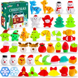 Christmas Goodie Bag Stuffers, 42 Pcs Squishies Mochi Fidget Stress Relief Toys for Kids, Bulk Stocking Stuffers, Party Favors, Xmas Gifts