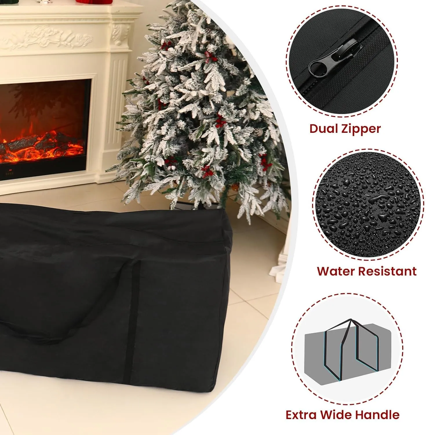 Christmas Tree Storage Bag, Fits Up to 12 Ft Artificial Trees, Extra Large Heavy-Duty Waterproof Storage Bags with Reinforced Handles & Dual Zippers for Trees Holiday Decorations Cushion Furniture