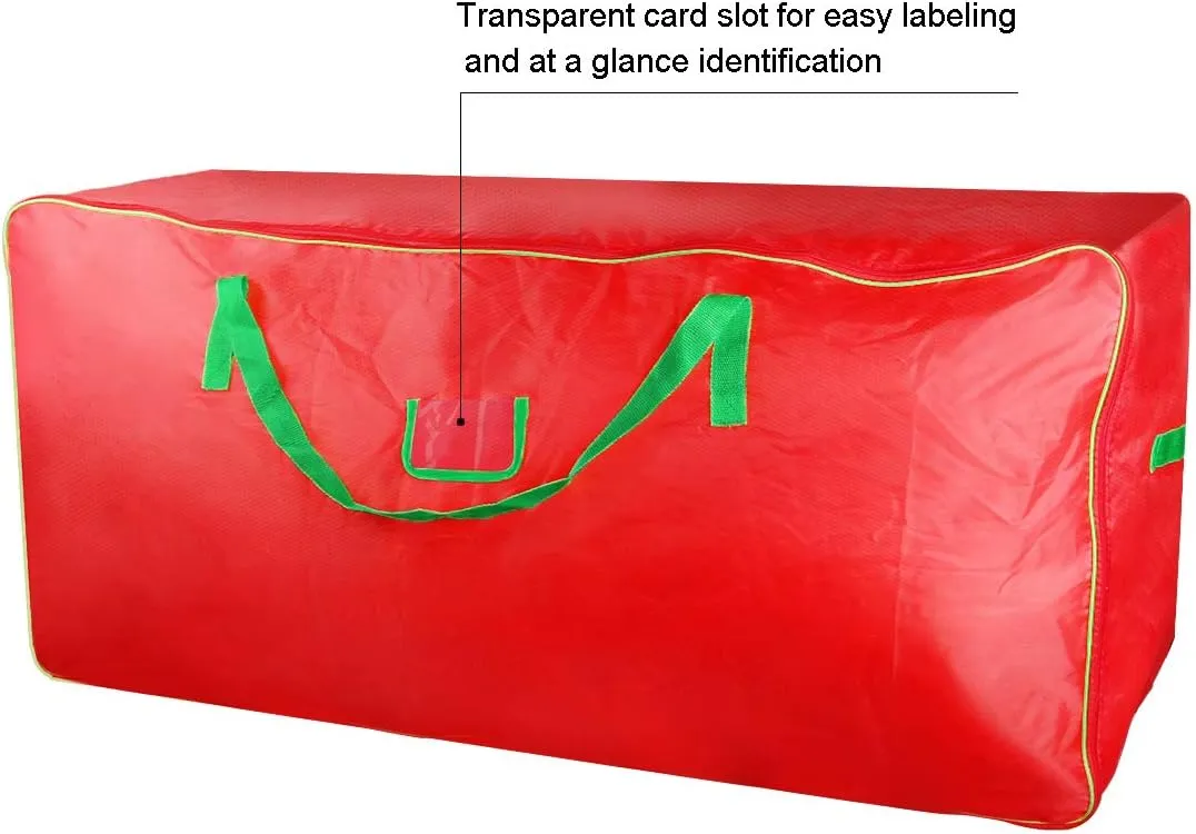 Christmas Tree Storage Bag - Fits Up to 7.5 ft Artificial Xmas Tree - Box With Double Zippers and Reinforced Handles - Extra Large Container for Decorations - Red