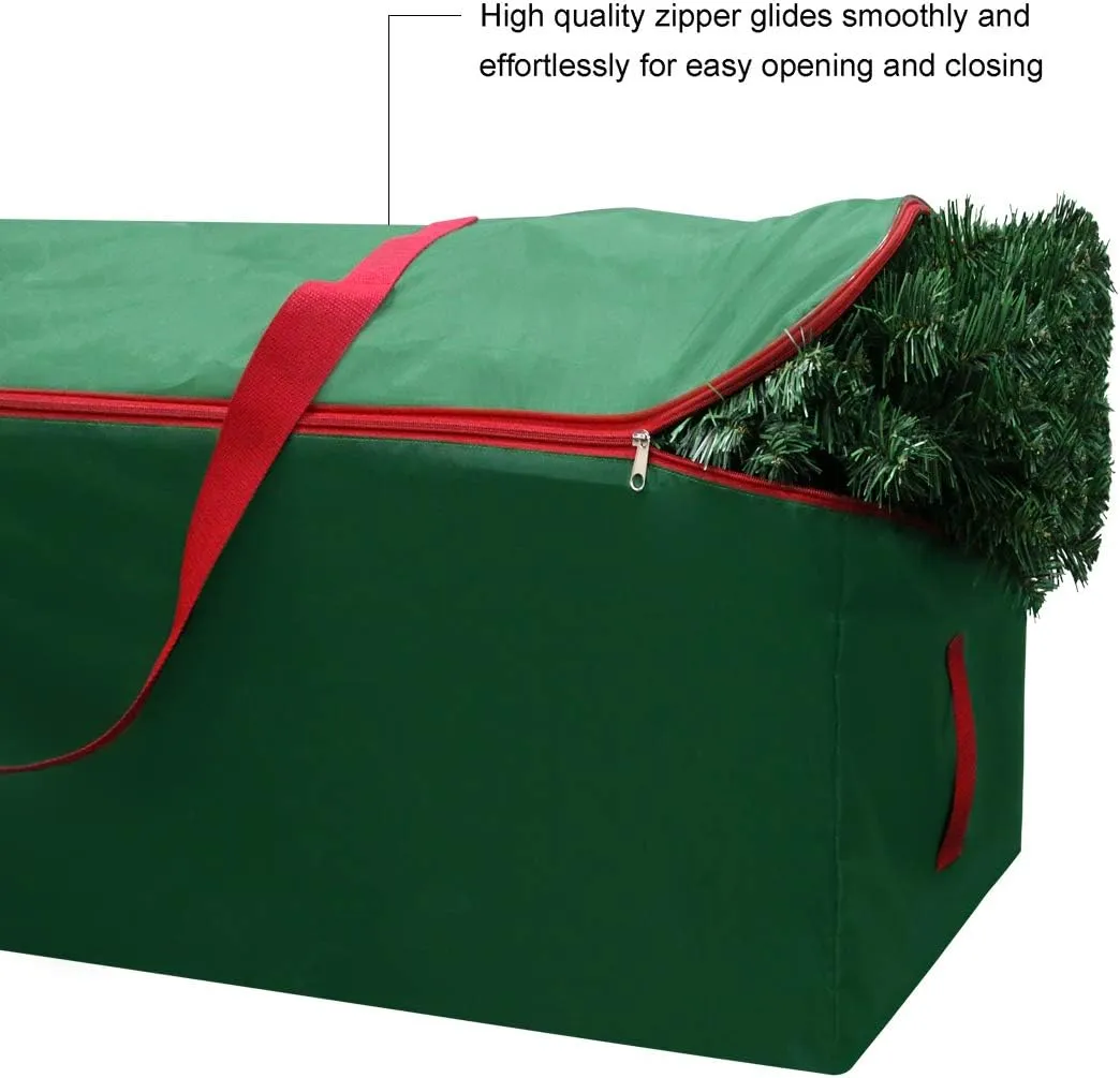 Christmastree Storage Bag - Fits Up to Tall 7.5 ft Artificial Tree - Xmastree Box with Double Zippers and Reinforced Handles - Extra Large Storage Container for Trees and Decorations - Green