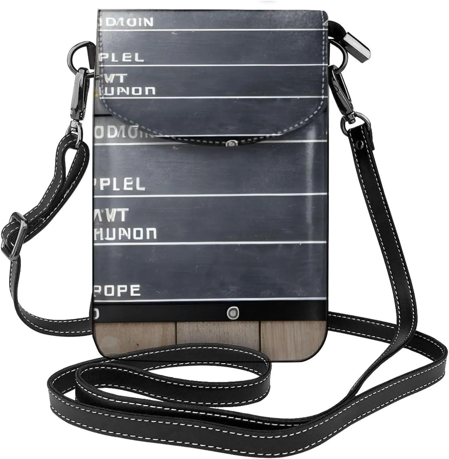 Cinema Movie Clapboard And Popcorn Print Small Cell Phone Leather Purse Adjustable Shoulder Rope Crossbody Bags For Women