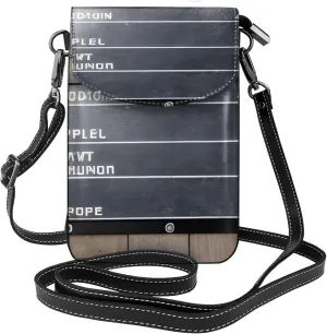 Cinema Movie Clapboard And Popcorn Print Small Cell Phone Leather Purse Adjustable Shoulder Rope Crossbody Bags For Women