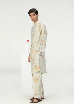 Classic Trousers Silk Brocade Ice Blue