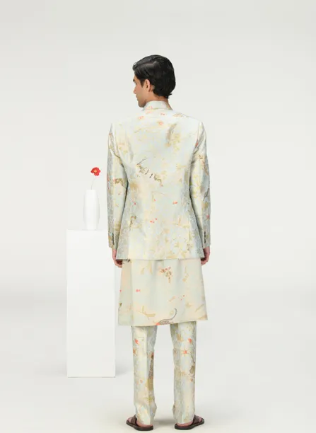 Classic Trousers Silk Brocade Ice Blue