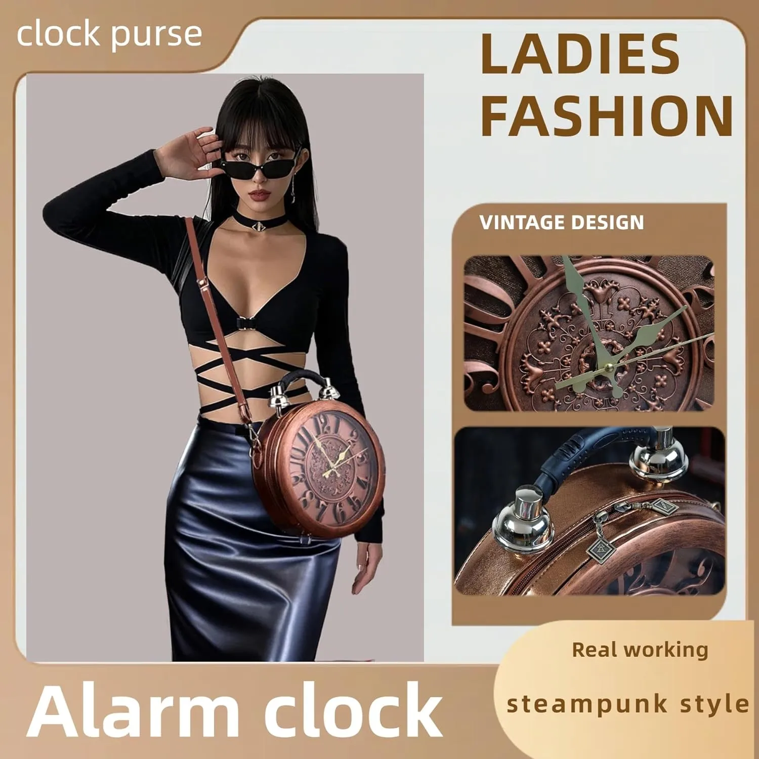 Clock Crossbody Purse and Handbags for Women Steampunk Style Vintage Shoulderbags Retro Fashion Unique Novelty Messenger Bags