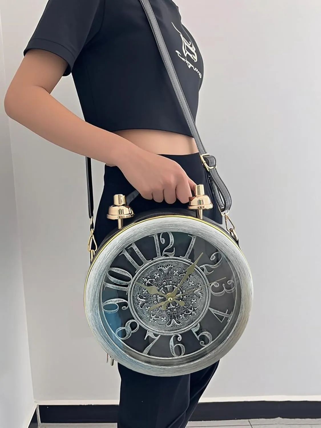 Clock Crossbody Purse and Handbags for Women Steampunk Style Vintage Shoulderbags Retro Fashion Unique Novelty Messenger Bags
