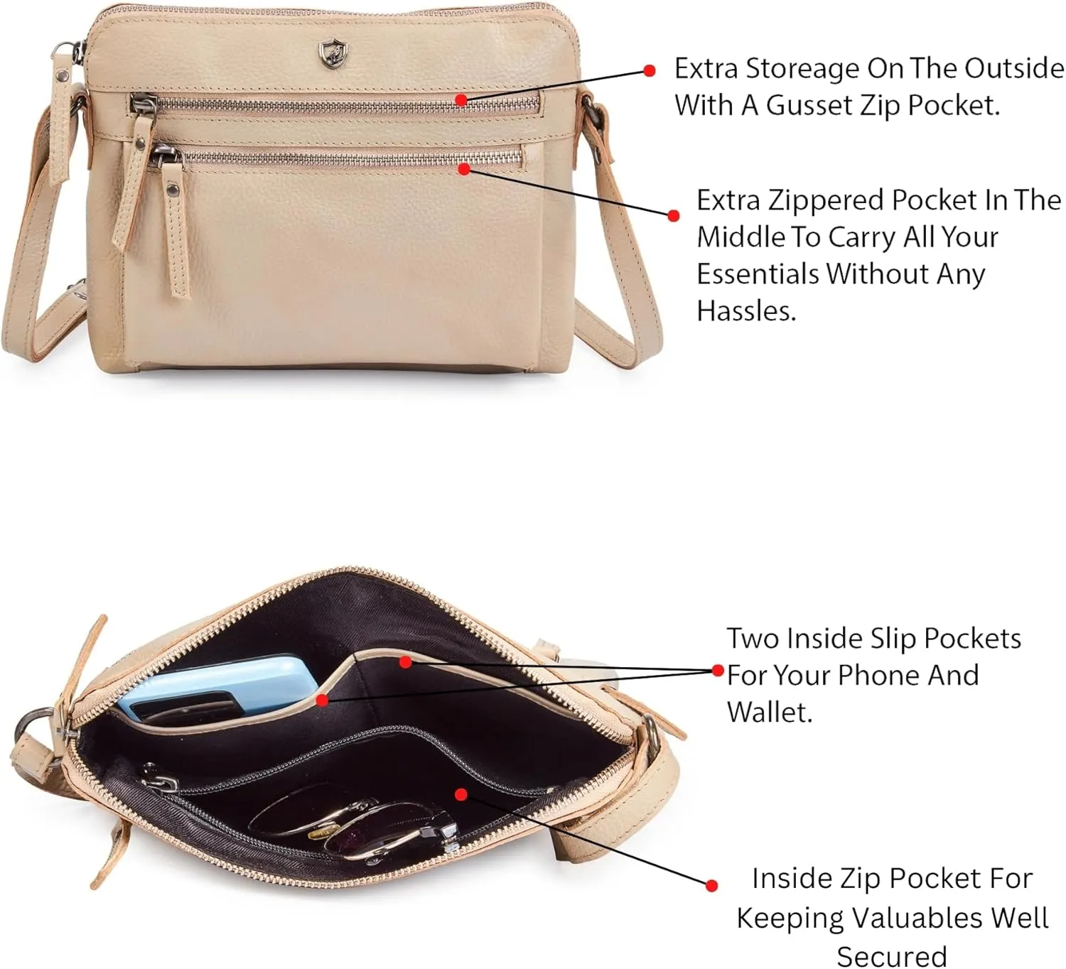 Cochoa Real Leather Soft Crossbody Bags for Women Small Purse Trendy Shoulder Sling Travel Crossover