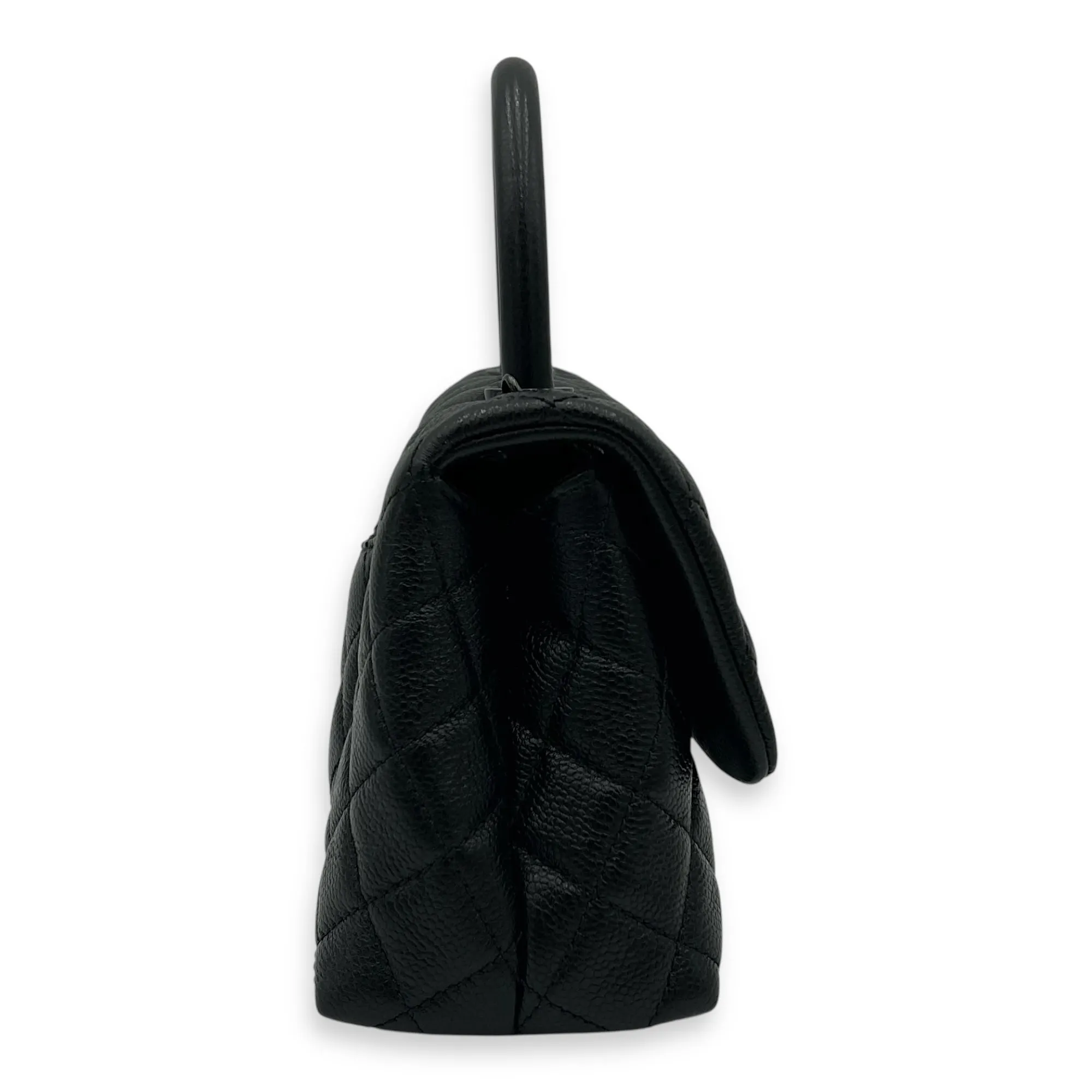 Coco Mini So Black Top Handle Bag in Caviar Leather, Gunmetal hardware