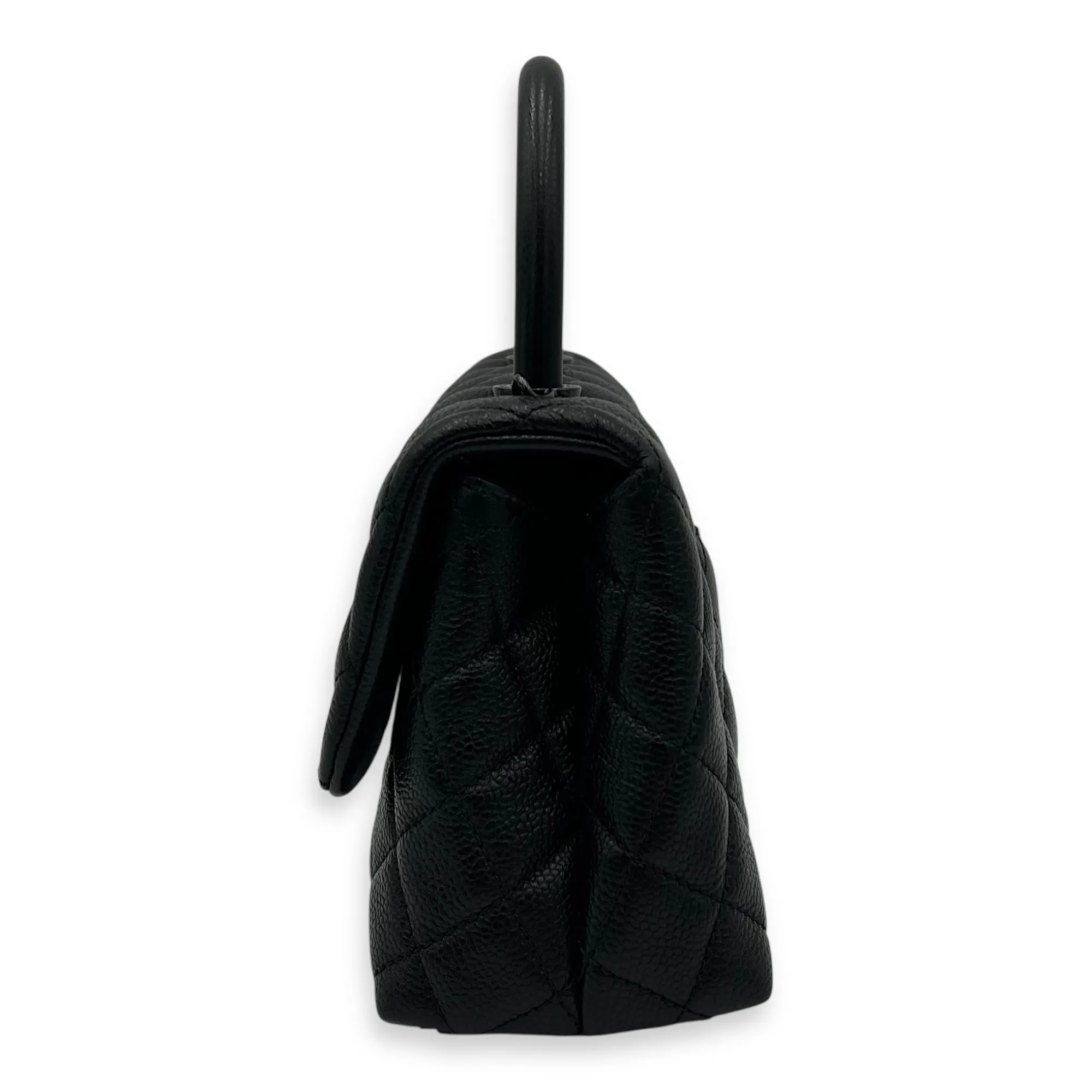 Coco Mini So Black Top Handle Bag in Caviar Leather, Gunmetal hardware
