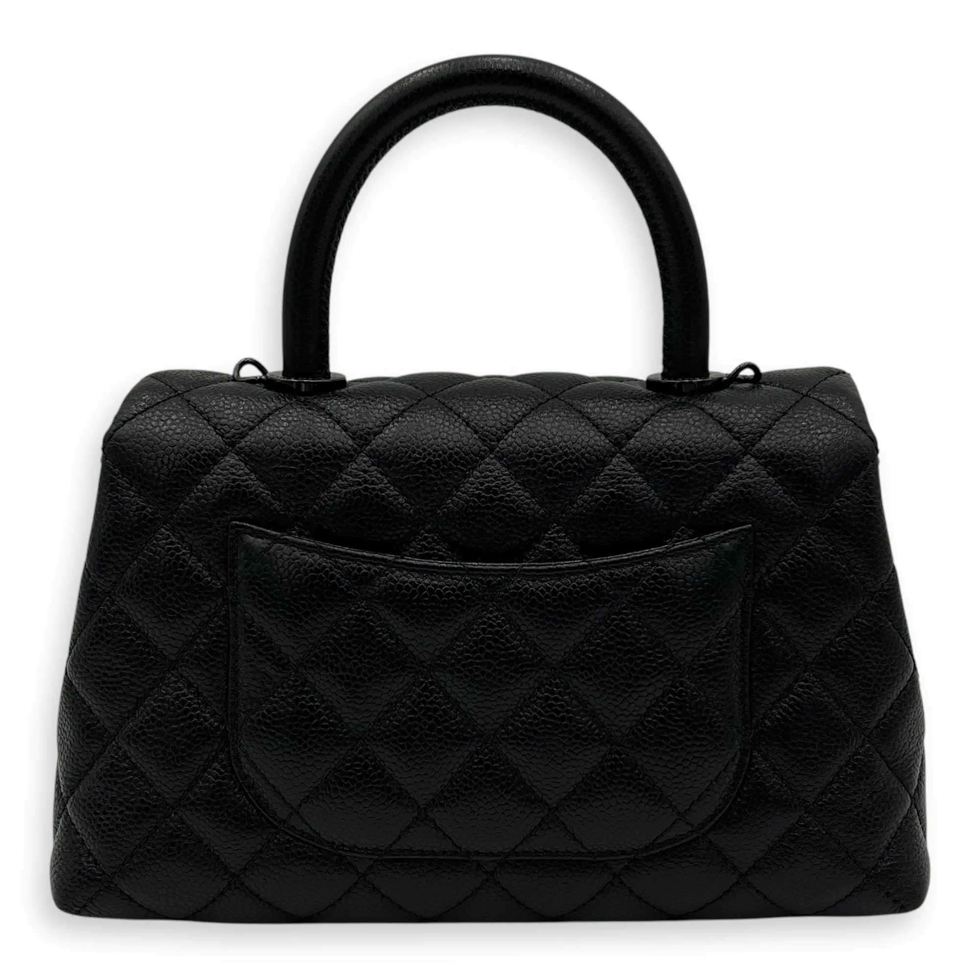 Coco Mini So Black Top Handle Bag in Caviar Leather, Gunmetal hardware