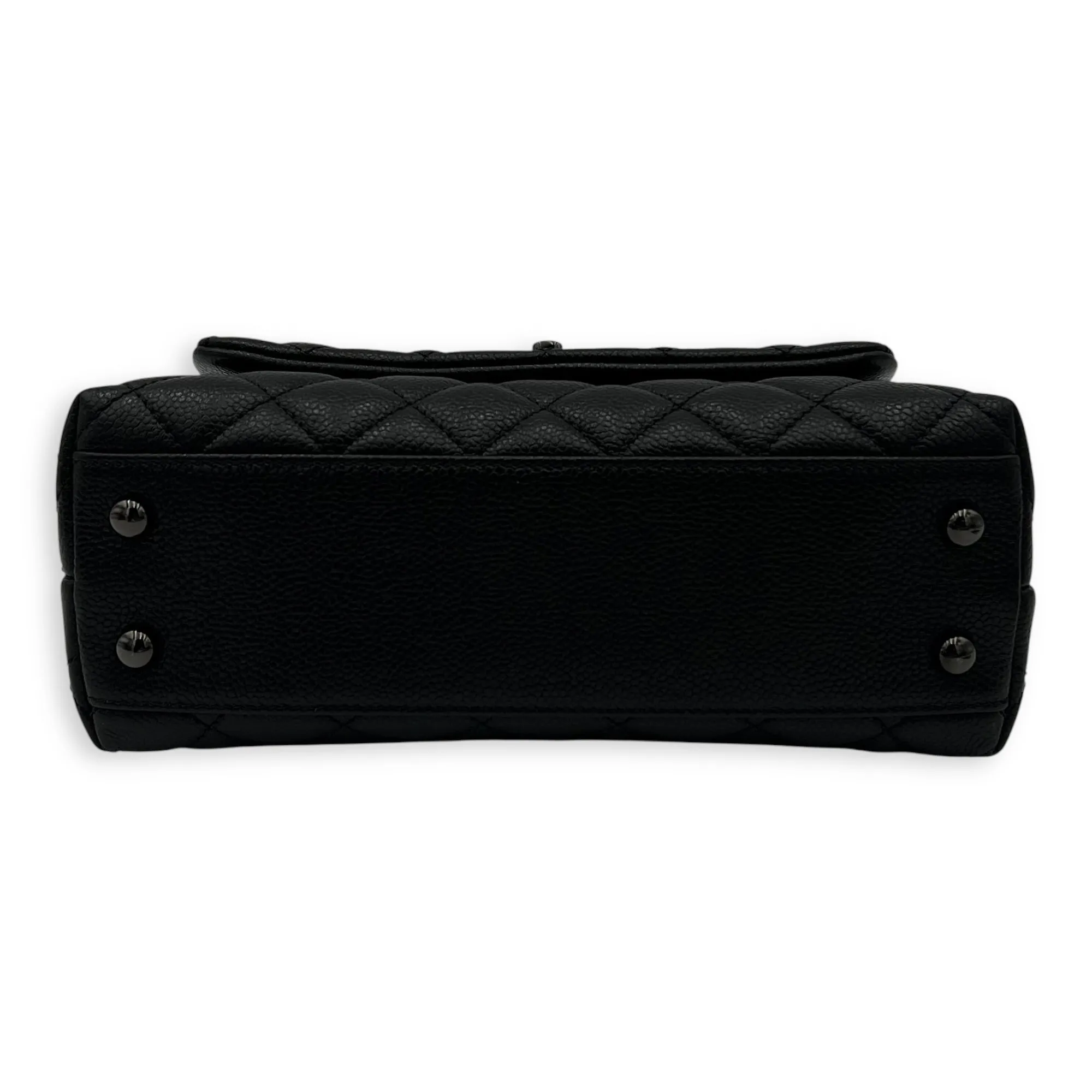 Coco Mini So Black Top Handle Bag in Caviar Leather, Gunmetal hardware